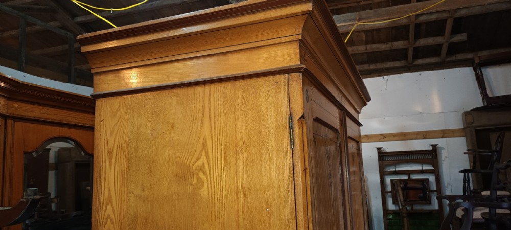 Victorian decorated ash 2 door double wardrobe.  View IX