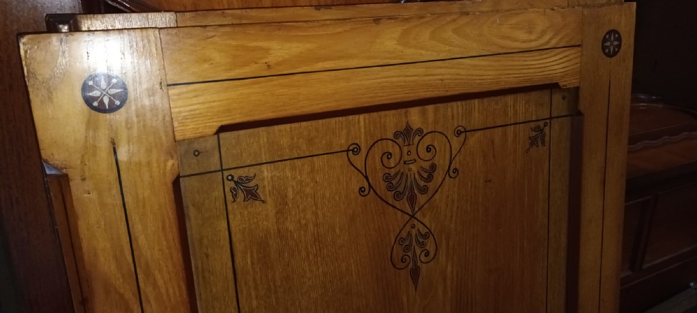 Victorian decorated ash 2 door double wardrobe.  View X