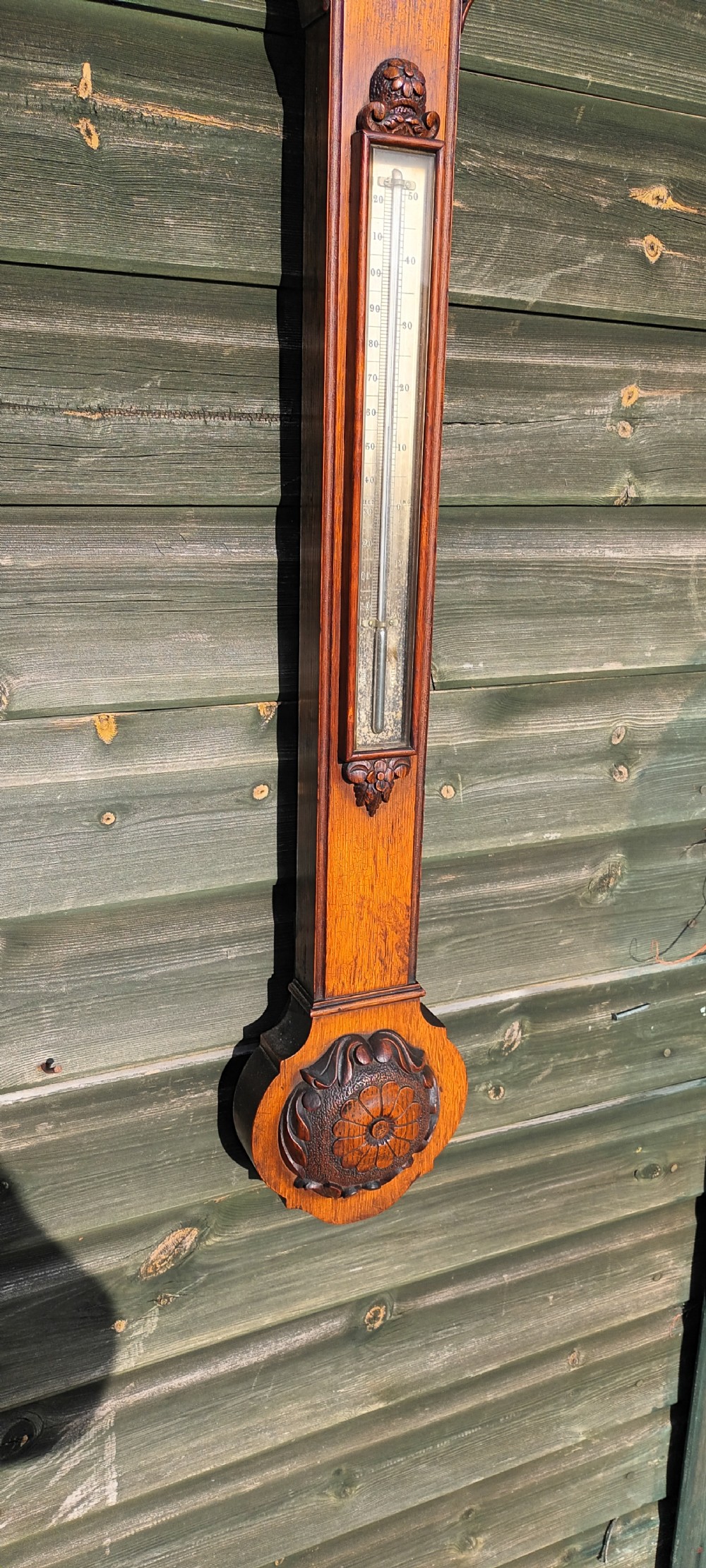 Good  Mid 19th century oak stick barometer.  View VIII