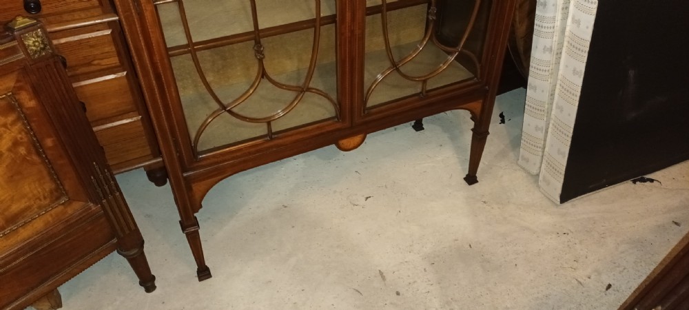 Good quality Edwardian inlaid mahogany display cabinet.  View VI
