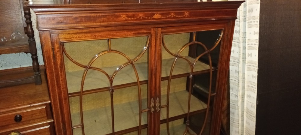 Good quality Edwardian inlaid mahogany display cabinet.  View VII