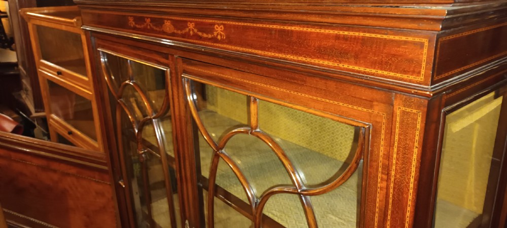 Good quality Edwardian inlaid mahogany display cabinet.  View X