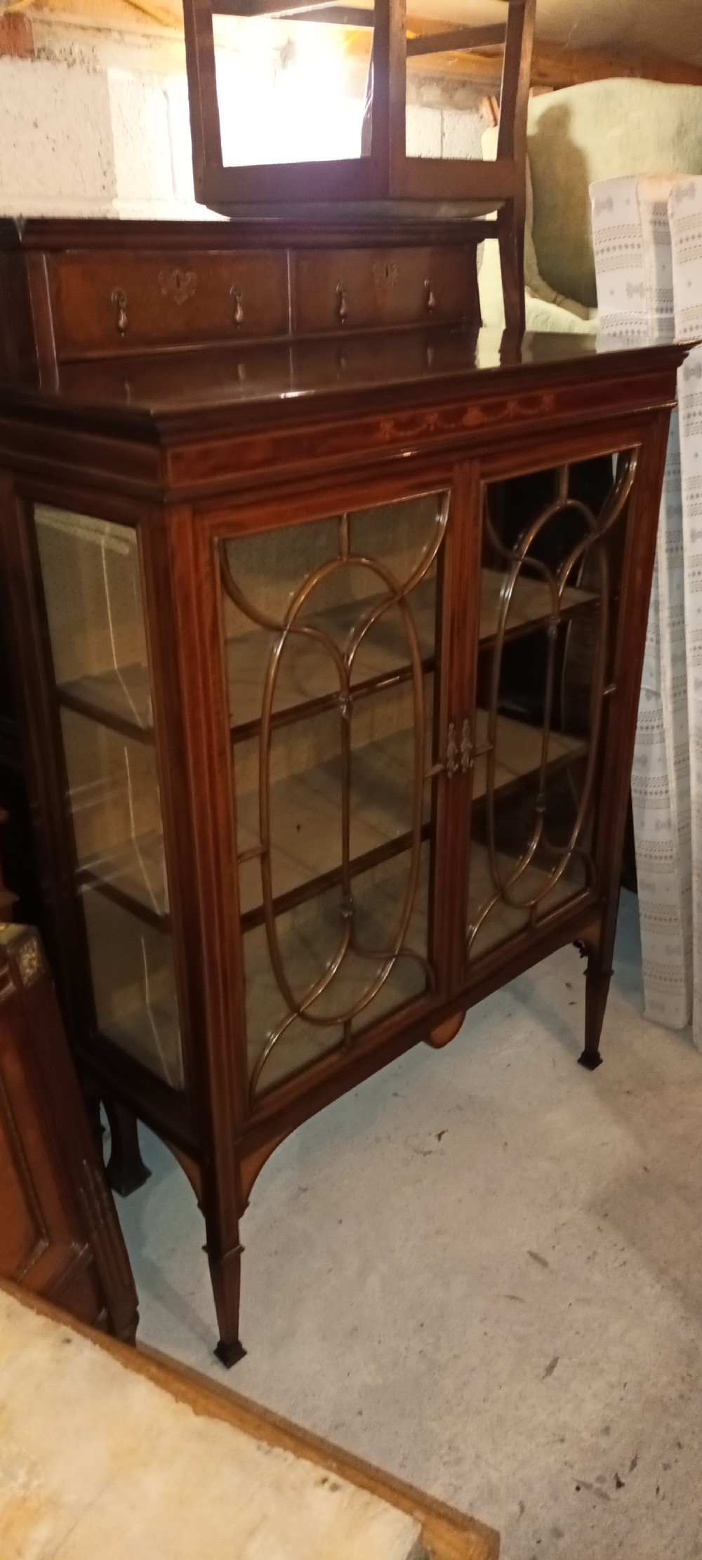 Good quality Edwardian inlaid mahogany display cabinet.  View XIII