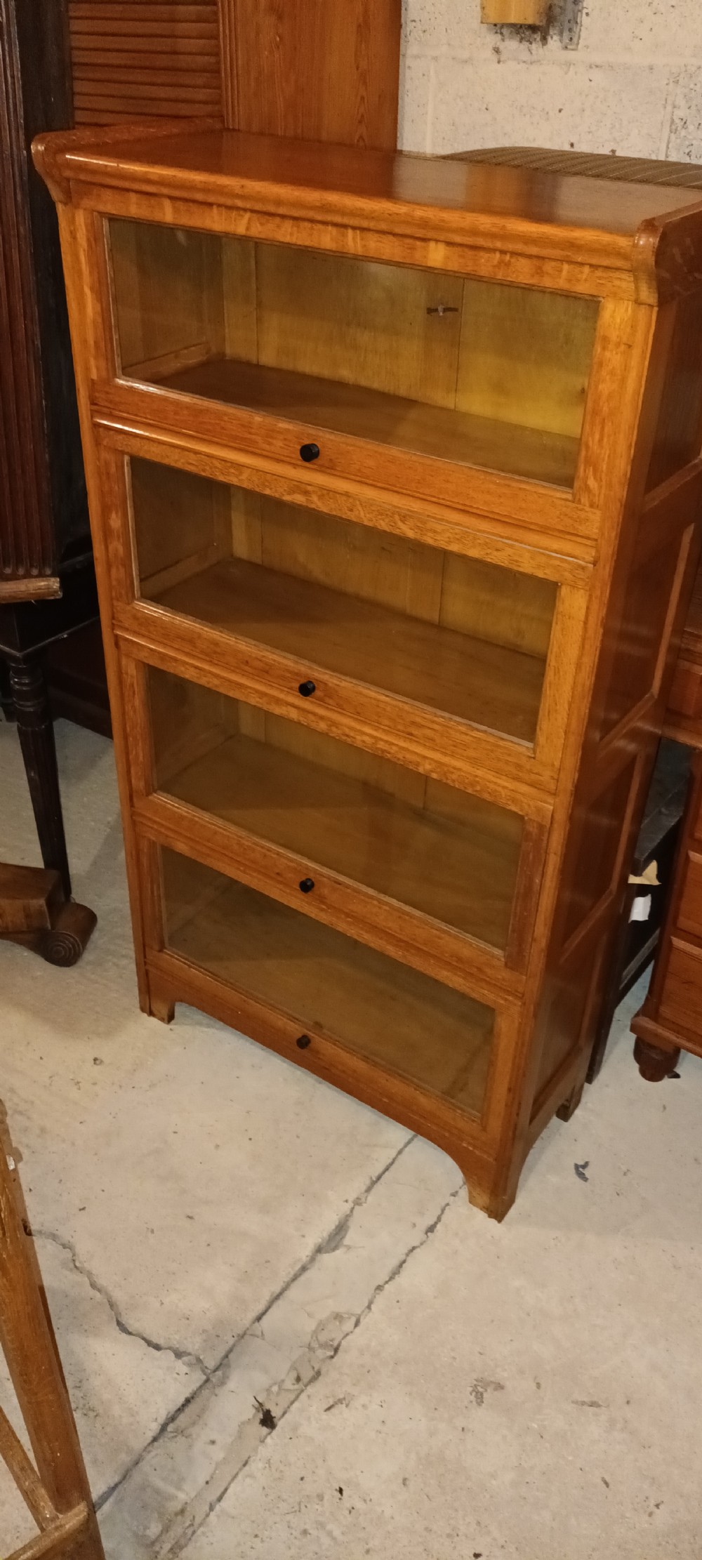 Golden oak 4 section globe Wernicke style cabinet.  View II