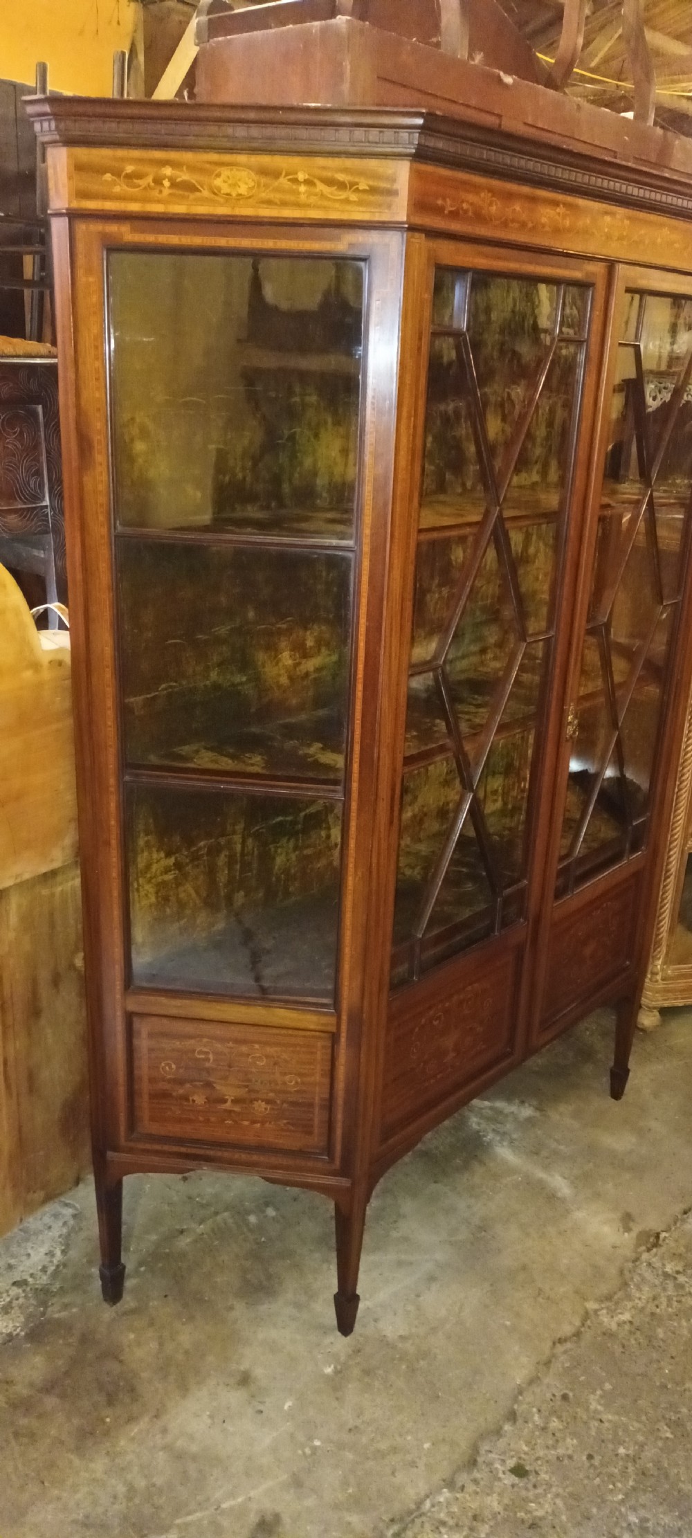 Edwardian inlaid mahogany 2 door display cabinet.  View II