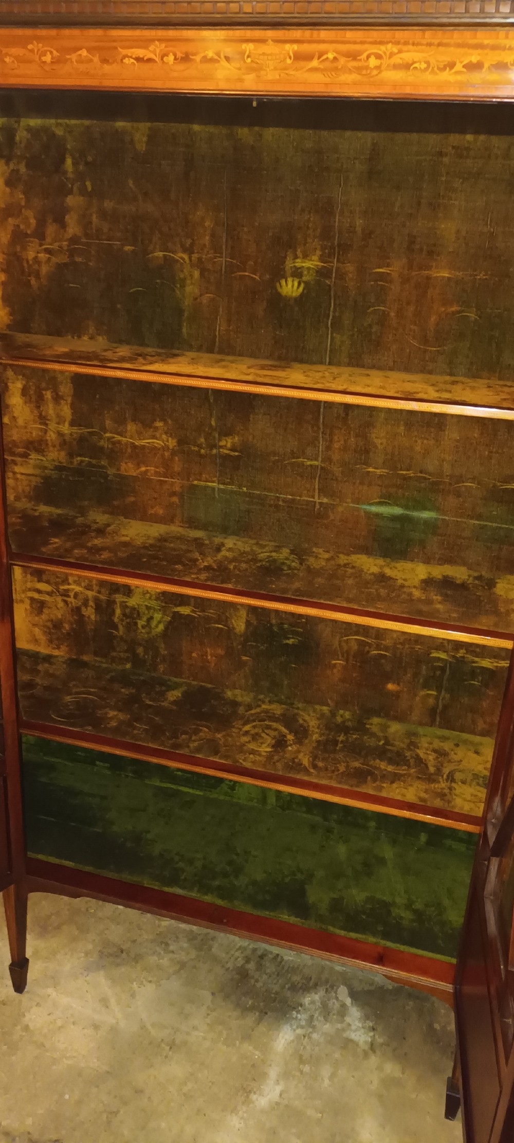 Edwardian inlaid mahogany 2 door display cabinet.  View III