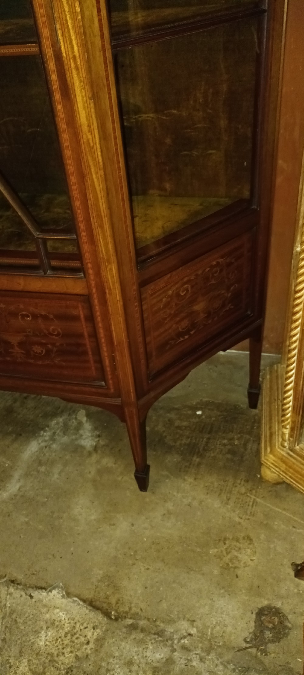 Edwardian inlaid mahogany 2 door display cabinet.  View VI