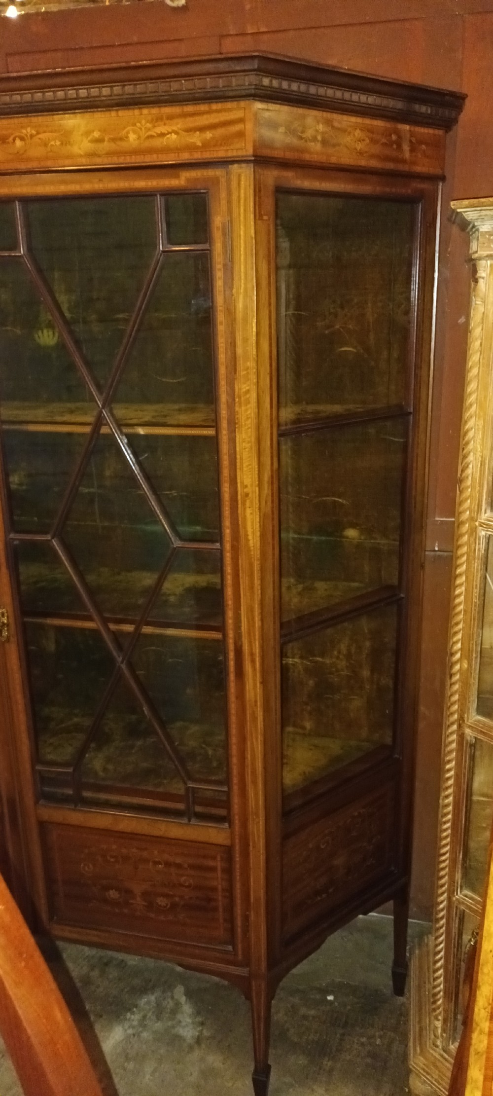 Edwardian inlaid mahogany 2 door display cabinet.  View VII