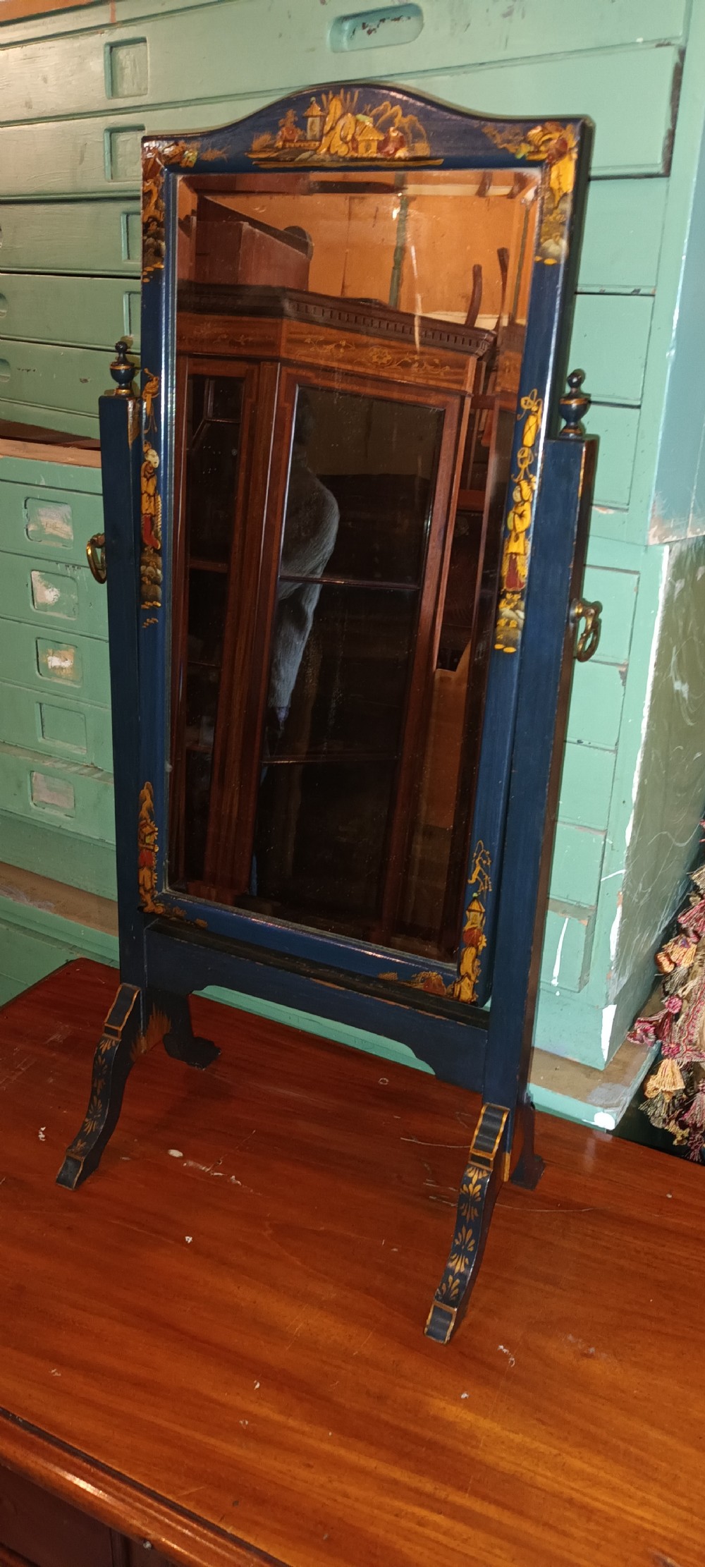 Early 20th century lacquered dressing mirror. 