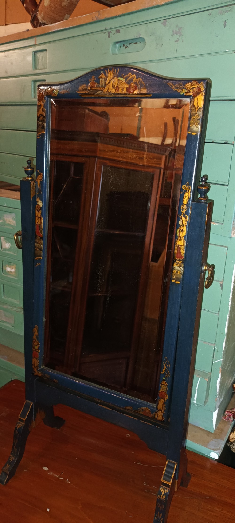 Early 20th century lacquered dressing mirror.  View II