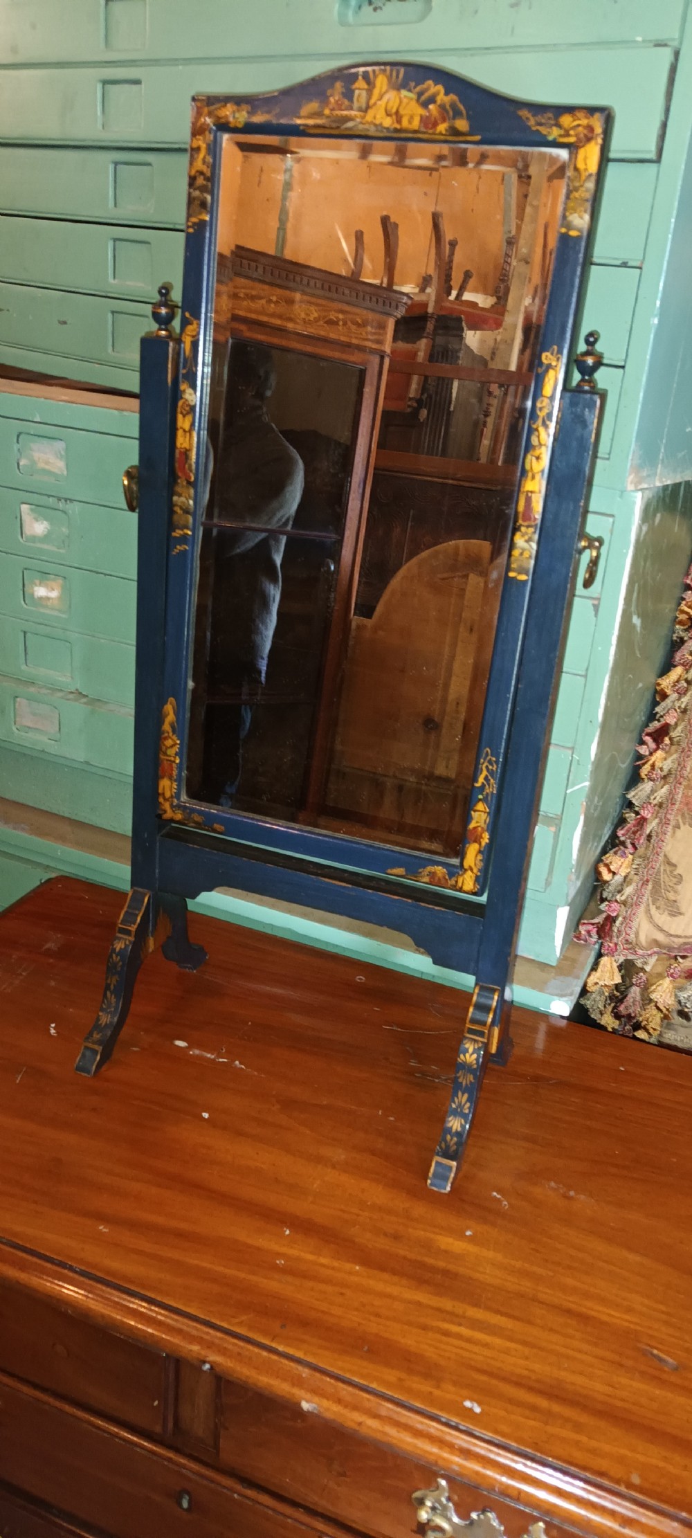 Early 20th century lacquered dressing mirror.  View III