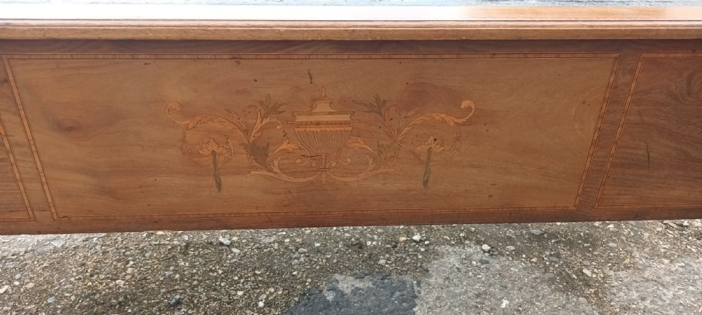 Edwardian inlaid mahogany free standing writing table. View IX