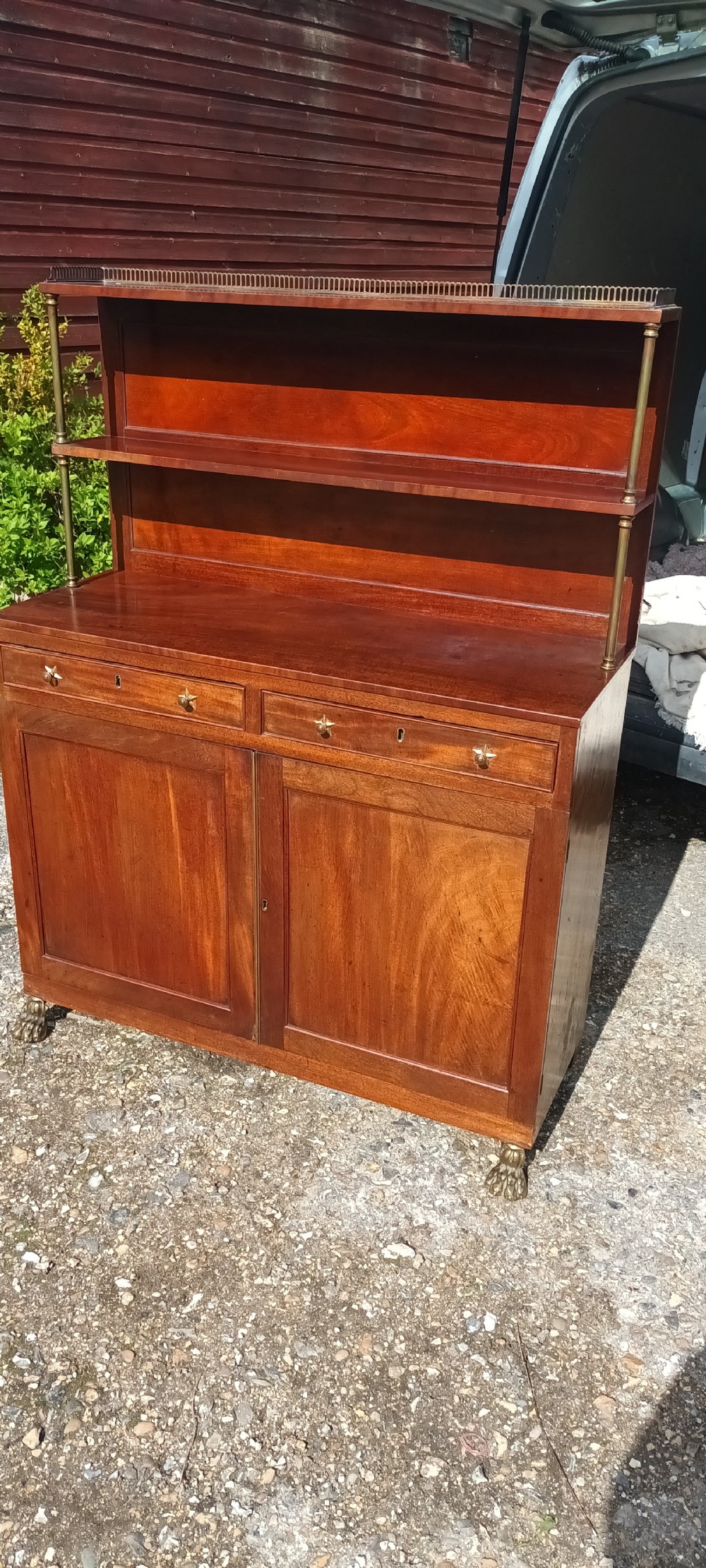 Regency mahogany and brass 2 door side cabinet. 