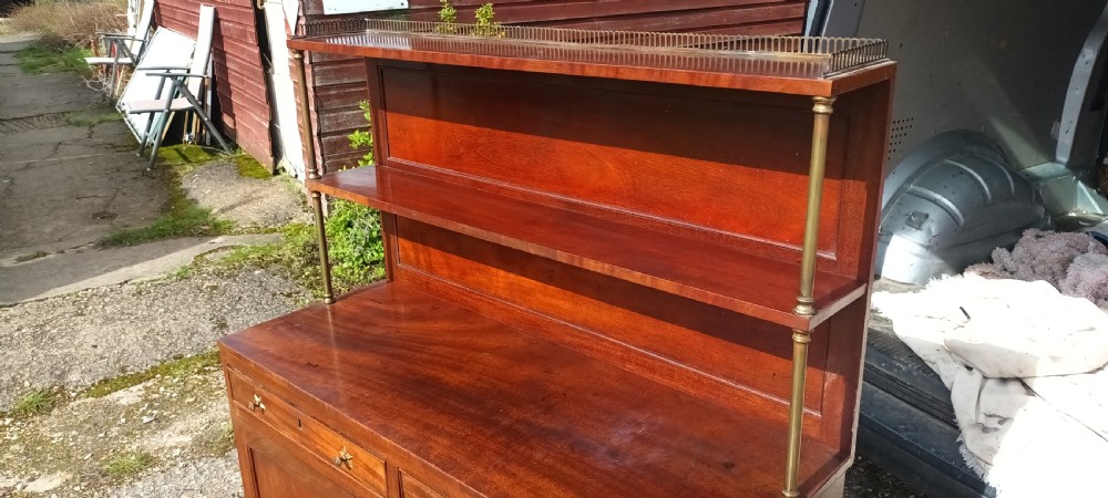 Regency mahogany and brass 2 door side cabinet.  View VI