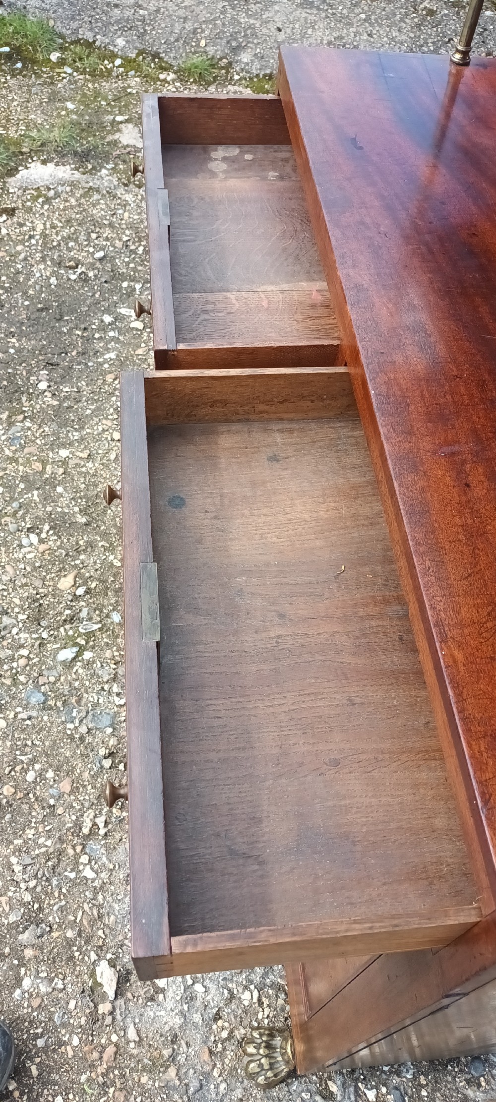 Regency mahogany and brass 2 door side cabinet.  View IX