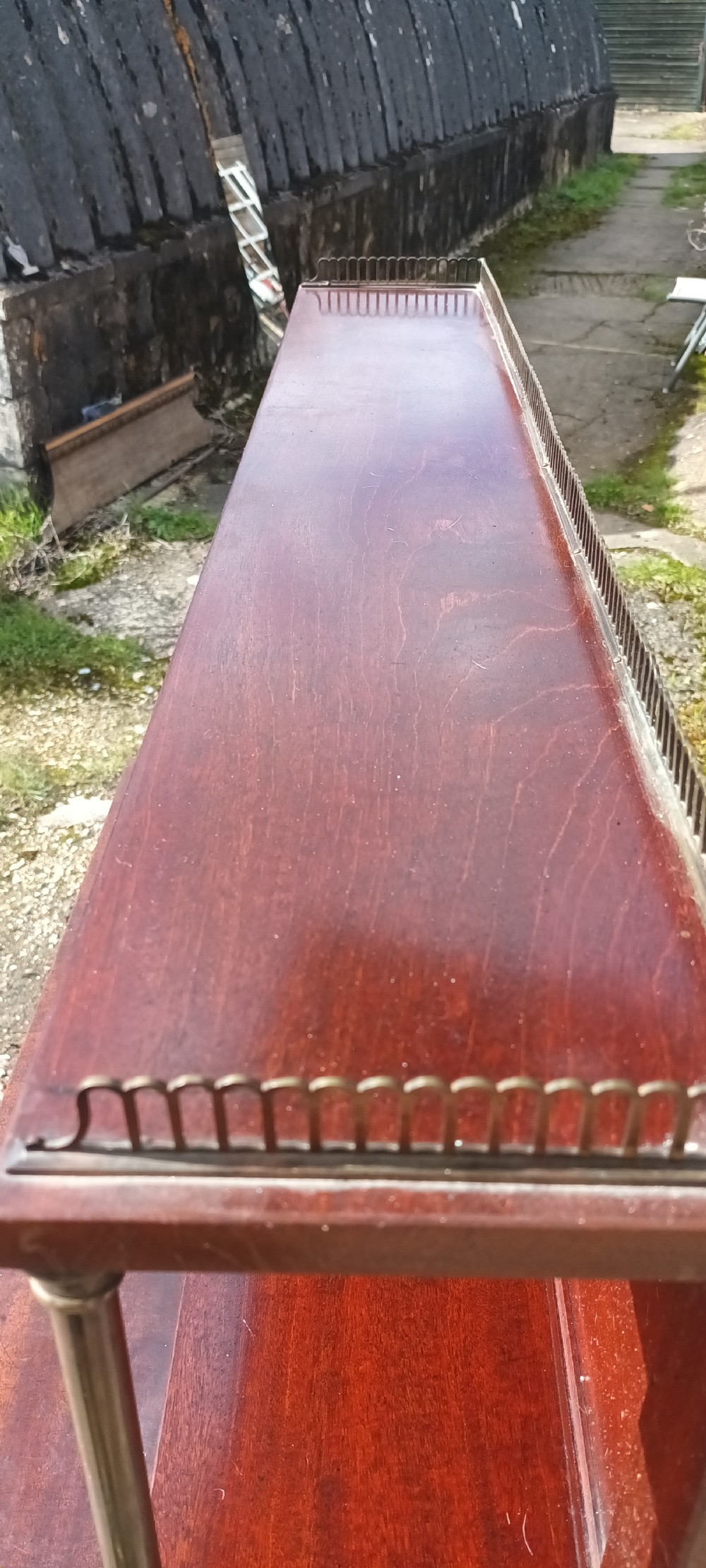 Regency mahogany and brass 2 door side cabinet.  View XII