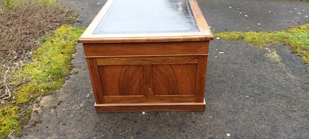 Good late Victorian walnut pedestal partners desk. View VII