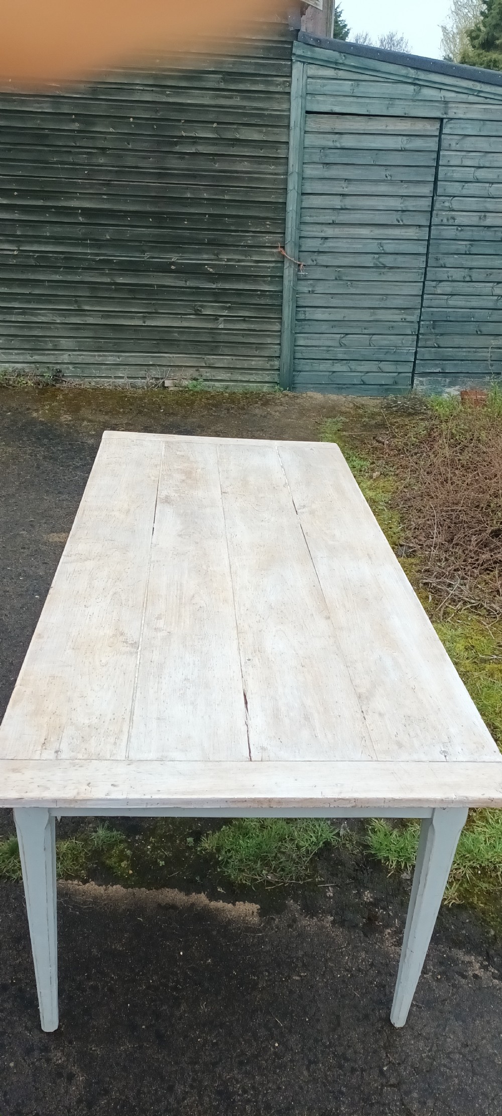 Early 20th century pine farmhouse kitchen table. View VI