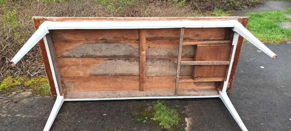 Early 20th century pine farmhouse kitchen table. View IX