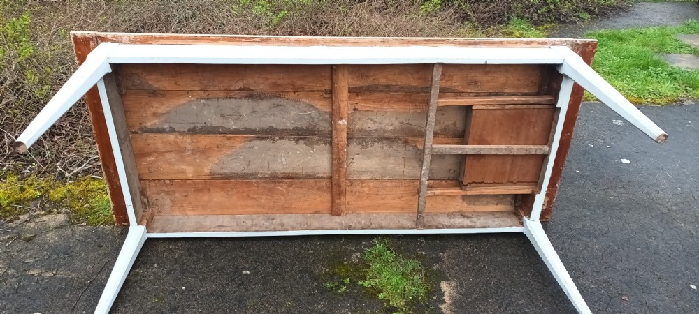 Early 20th century pine farmhouse kitchen table. View X