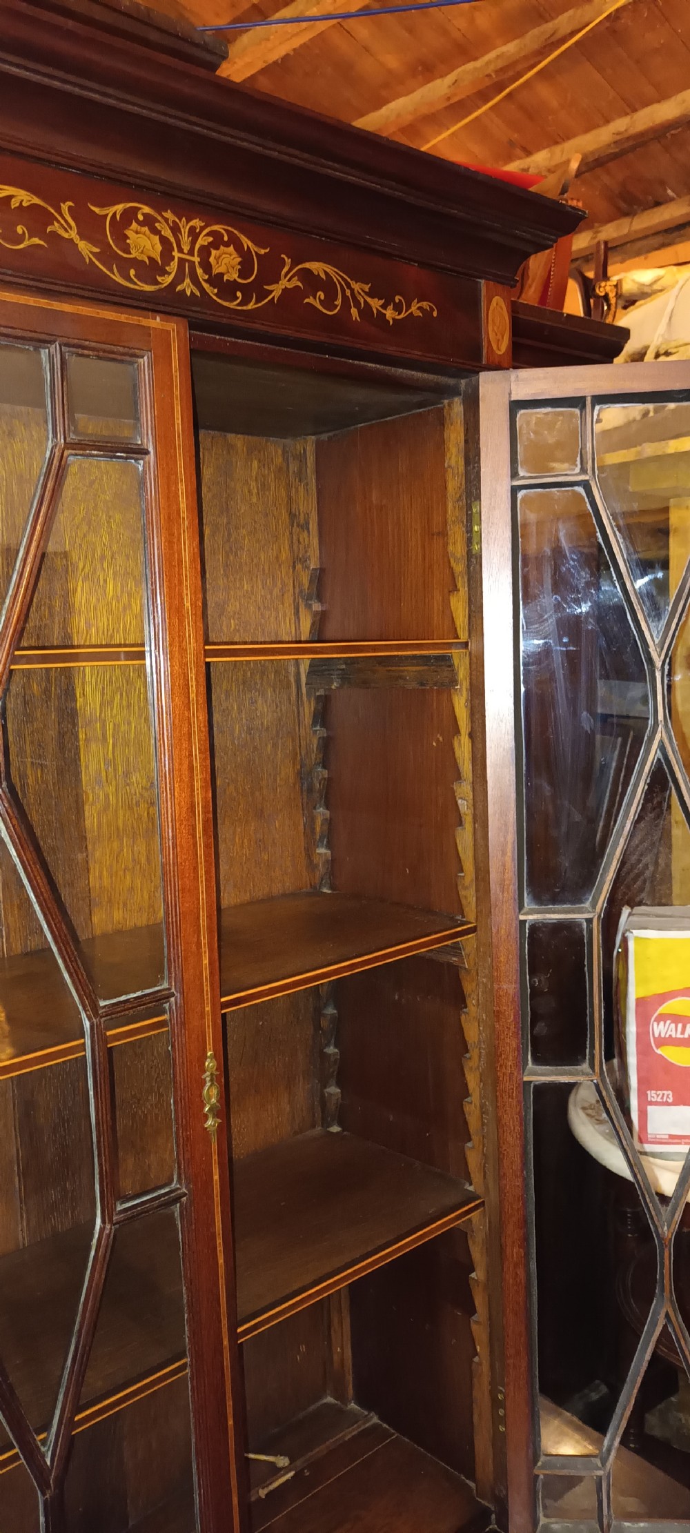 Good quality Edwardian inlaid mahogany side cabinet . View II
