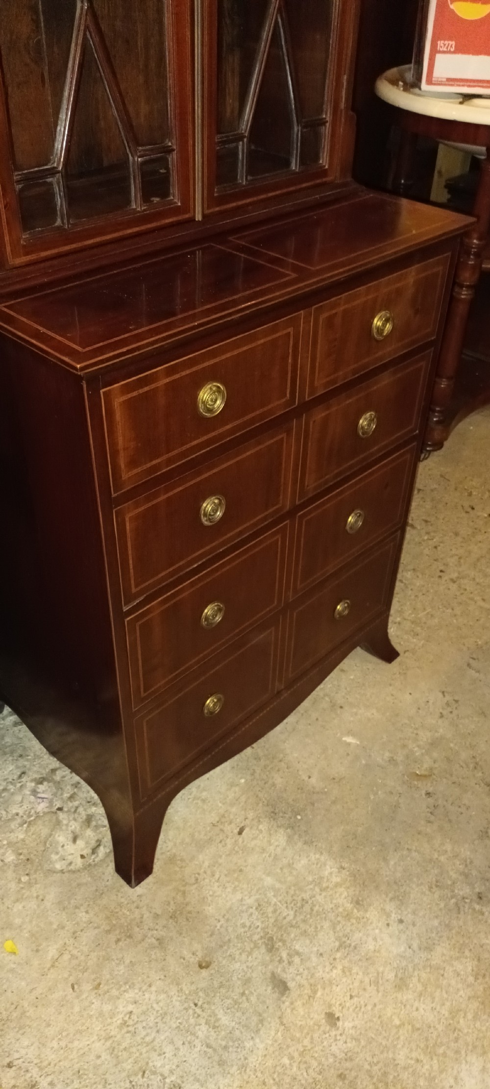 Good quality Edwardian inlaid mahogany side cabinet . View IV