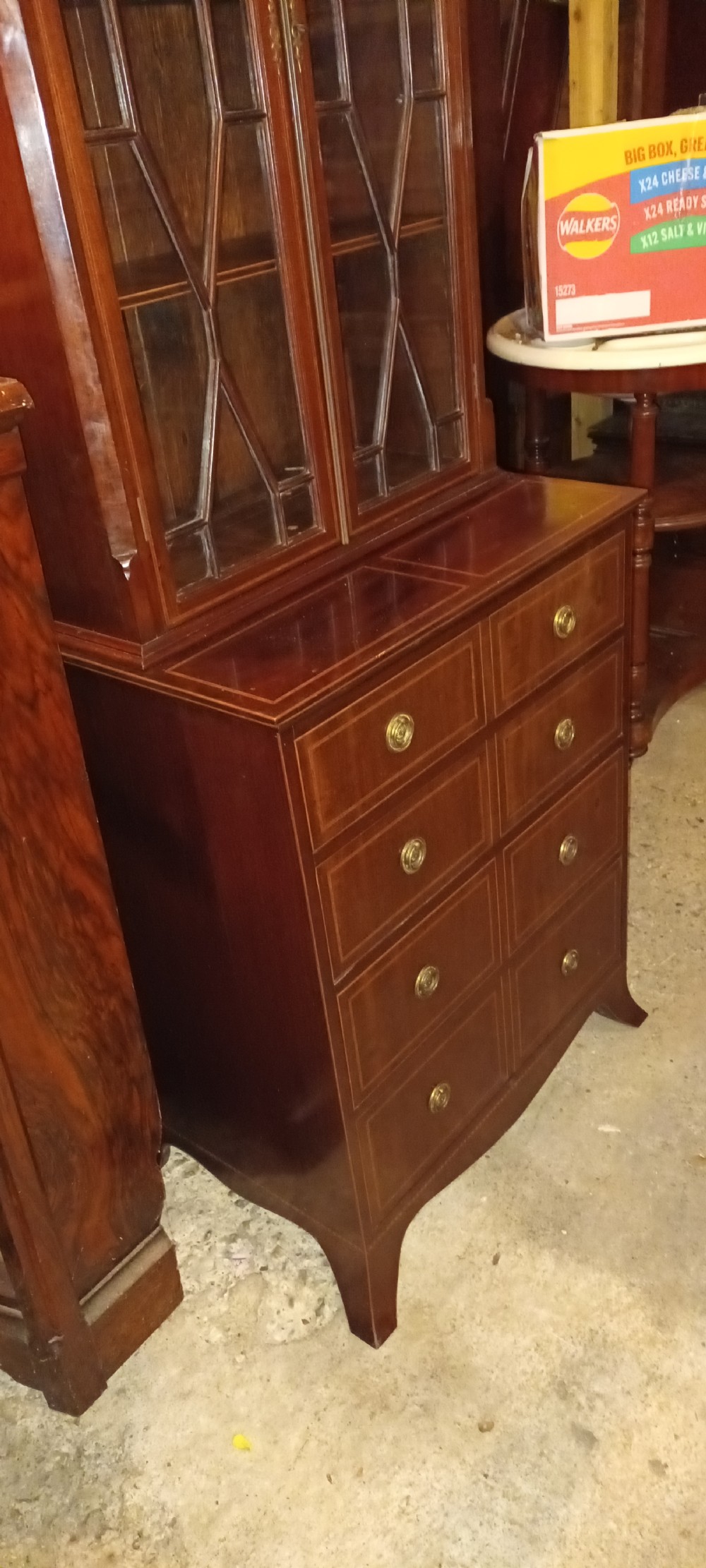 Good quality Edwardian inlaid mahogany side cabinet . View V