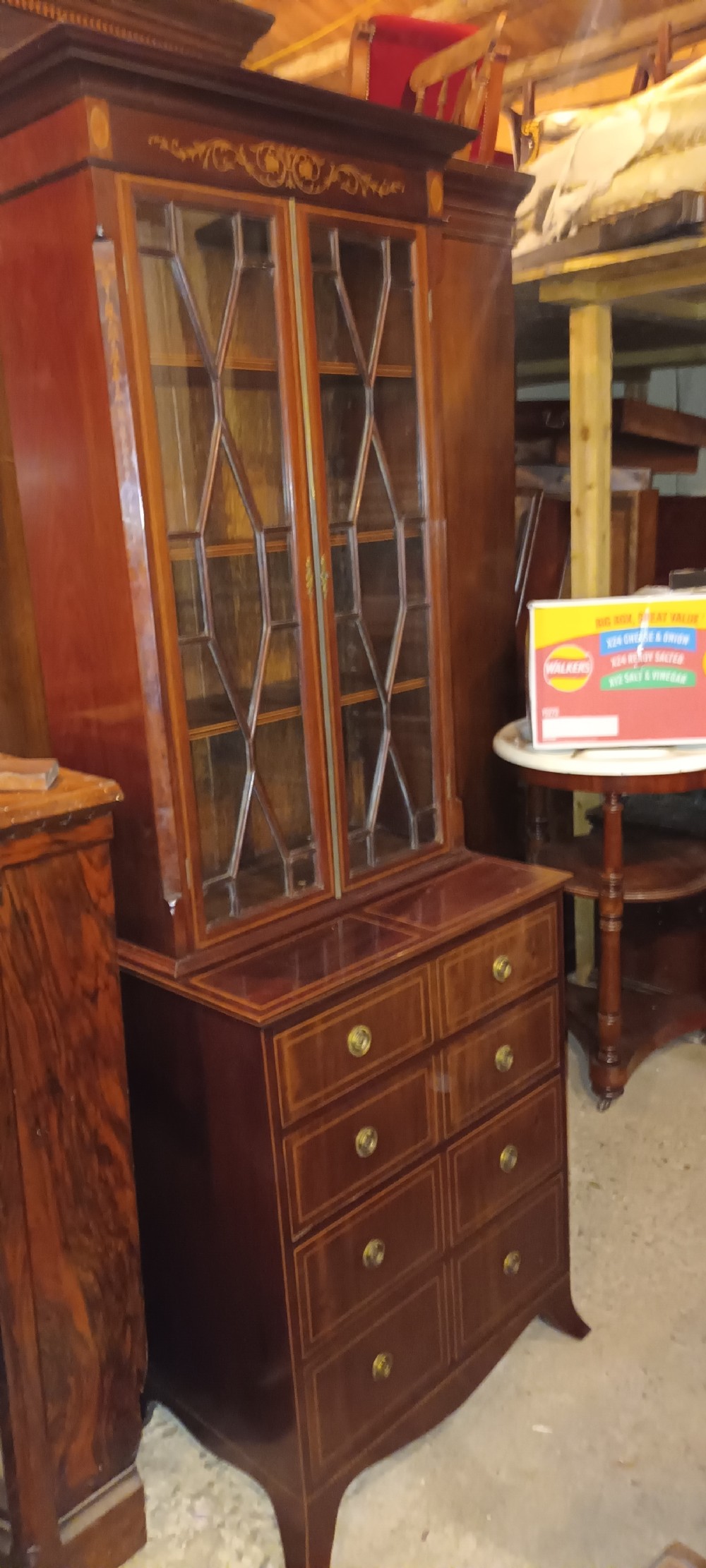 Good quality Edwardian inlaid mahogany side cabinet . View VI