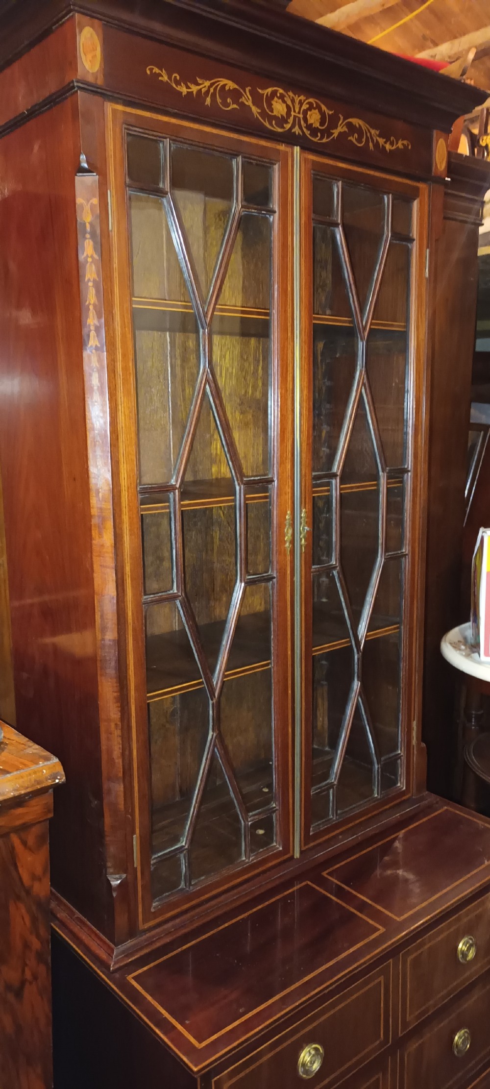 Good quality Edwardian inlaid mahogany side cabinet . View VII
