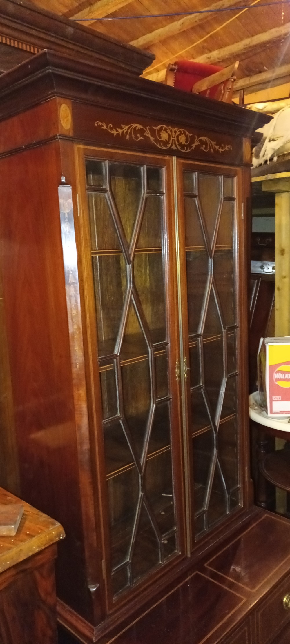Good quality Edwardian inlaid mahogany side cabinet . View IX