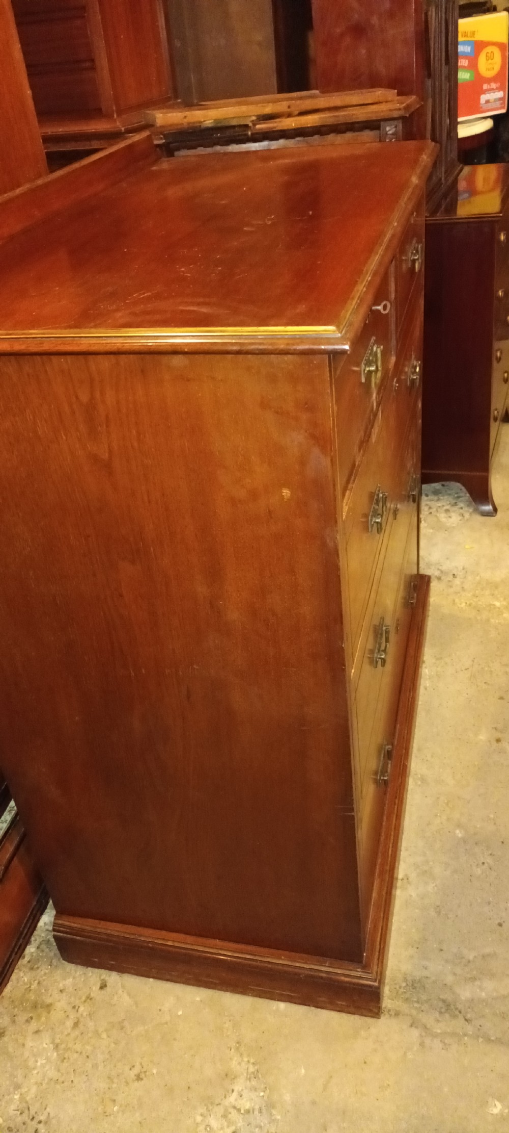 Victorian walnut and highlighted chest of drawers. View IV