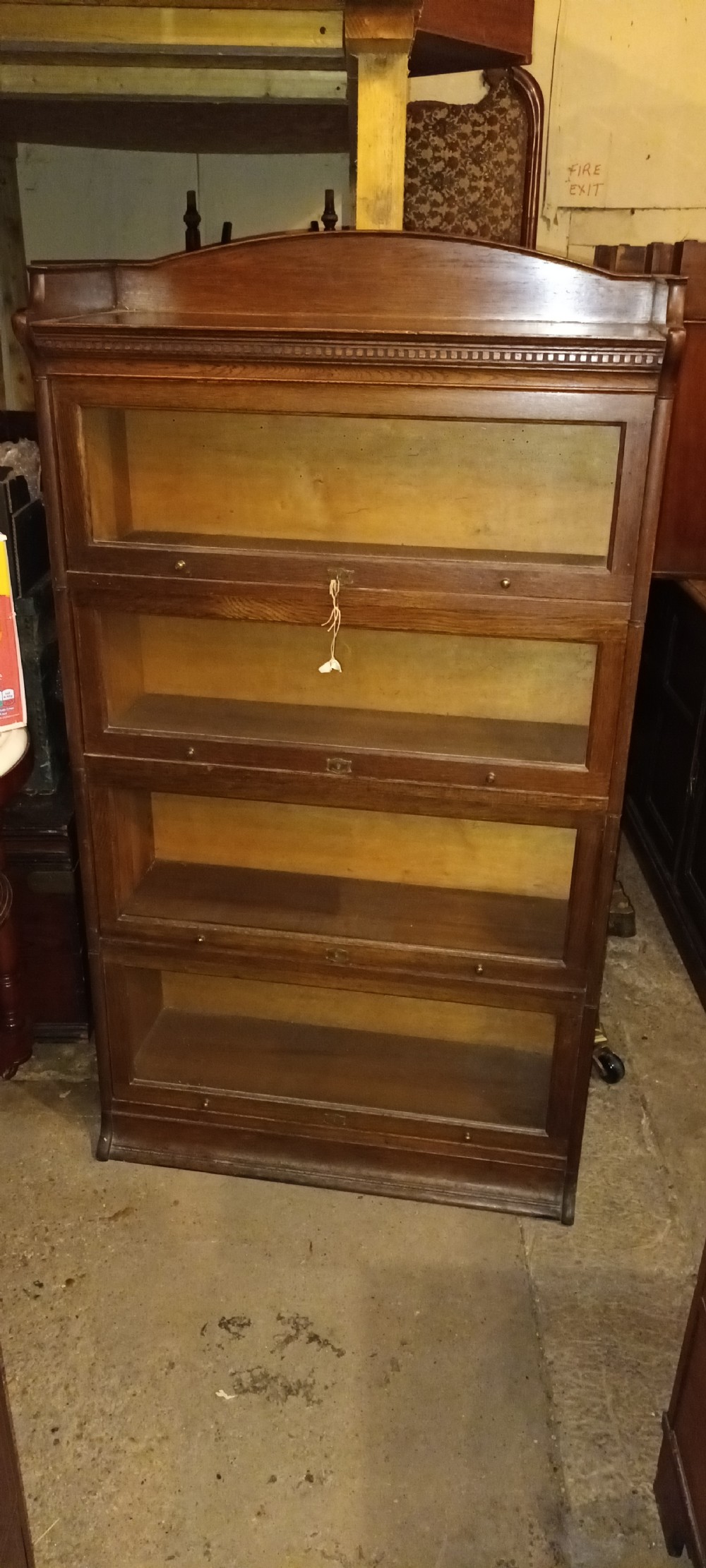 Oak 4 section Lebus Globe Wernicke style bookcase cabinet.  View IV