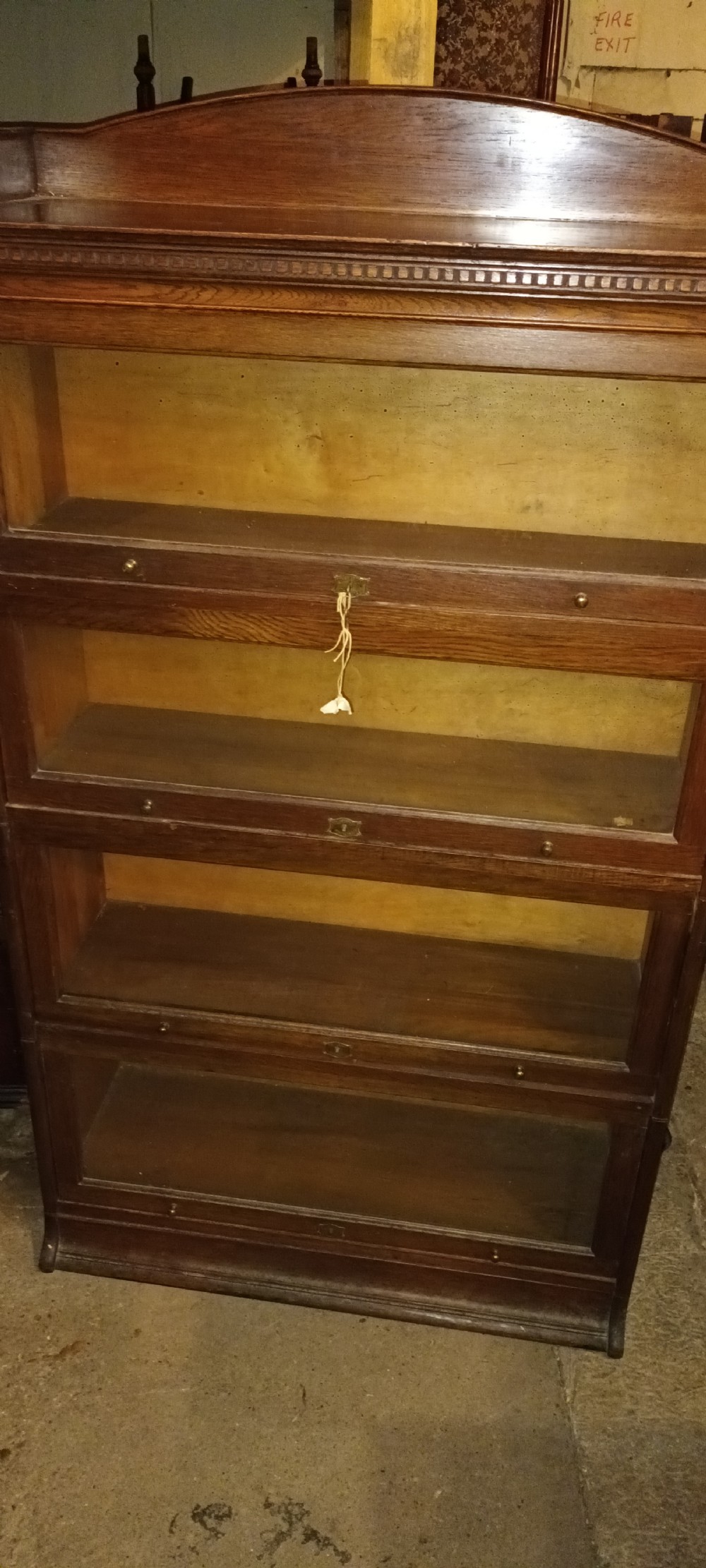 Oak 4 section Lebus Globe Wernicke style bookcase cabinet.  View VI