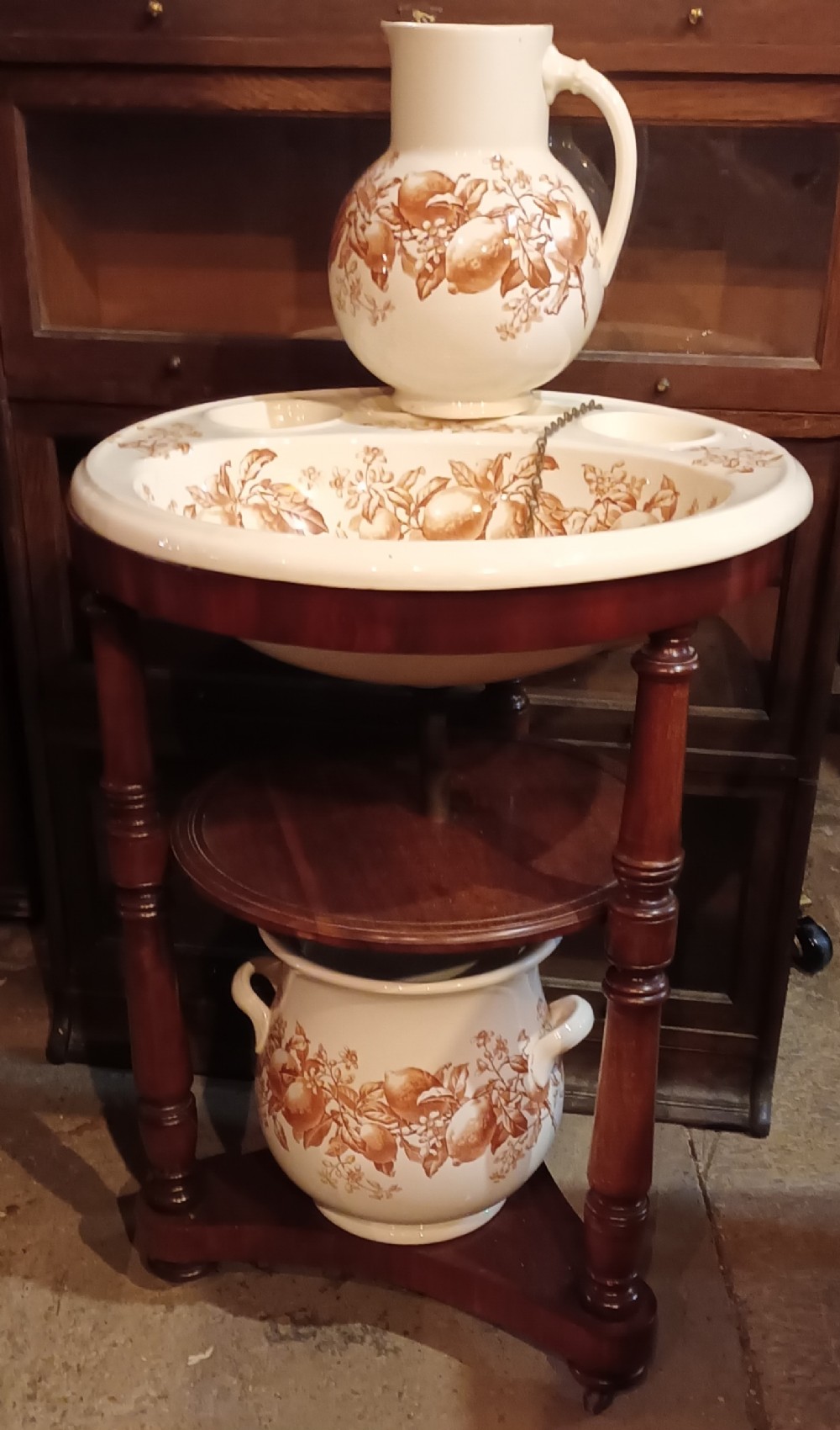 Good original Victorian mahogany free standing washstand.