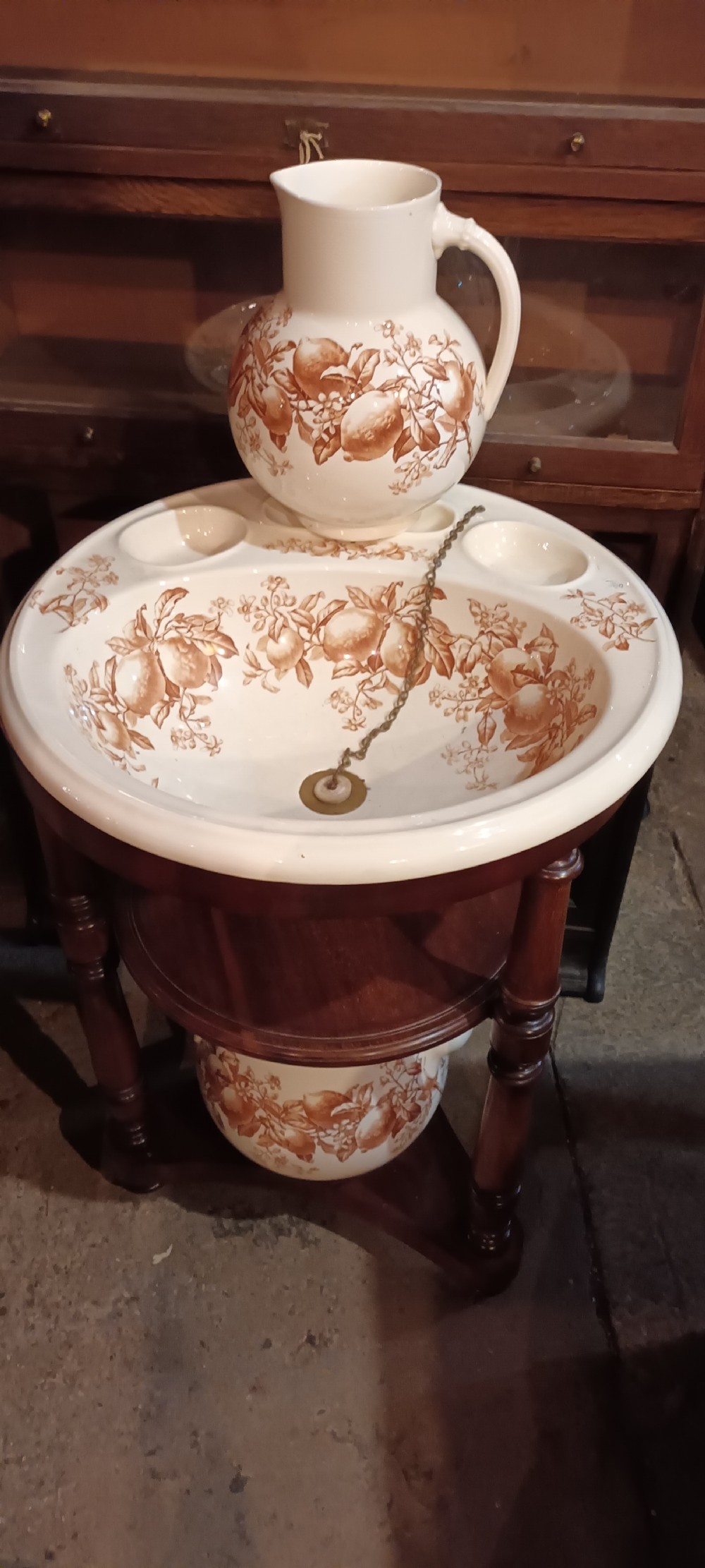 Good original Victorian mahogany free standing washstand. View III