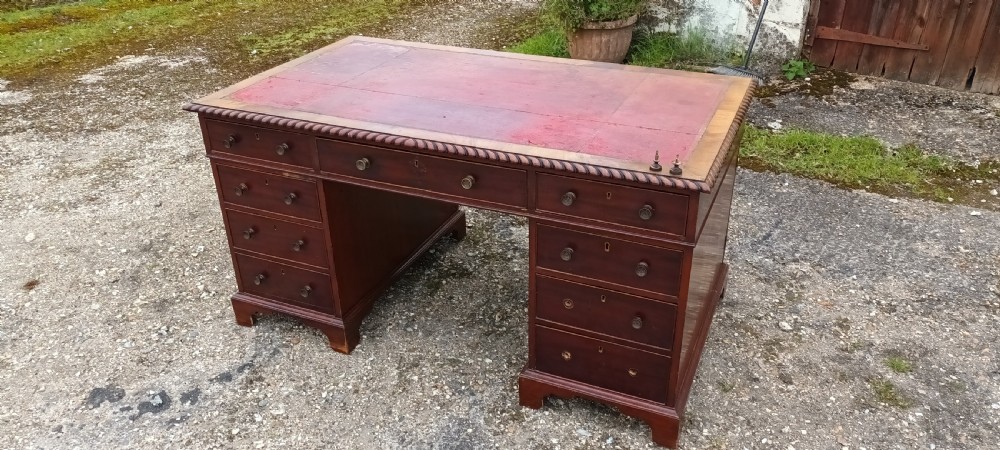 Mahogany pedestal (partners) desk View IX