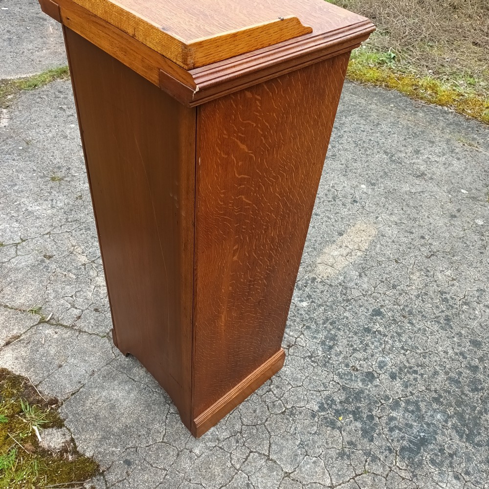 Useful late Victorian oak side cabinet  View V