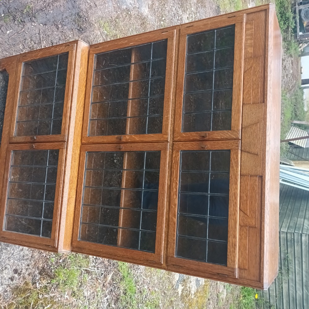 Oak sectional bookcase in the manner of  Minty.  View X