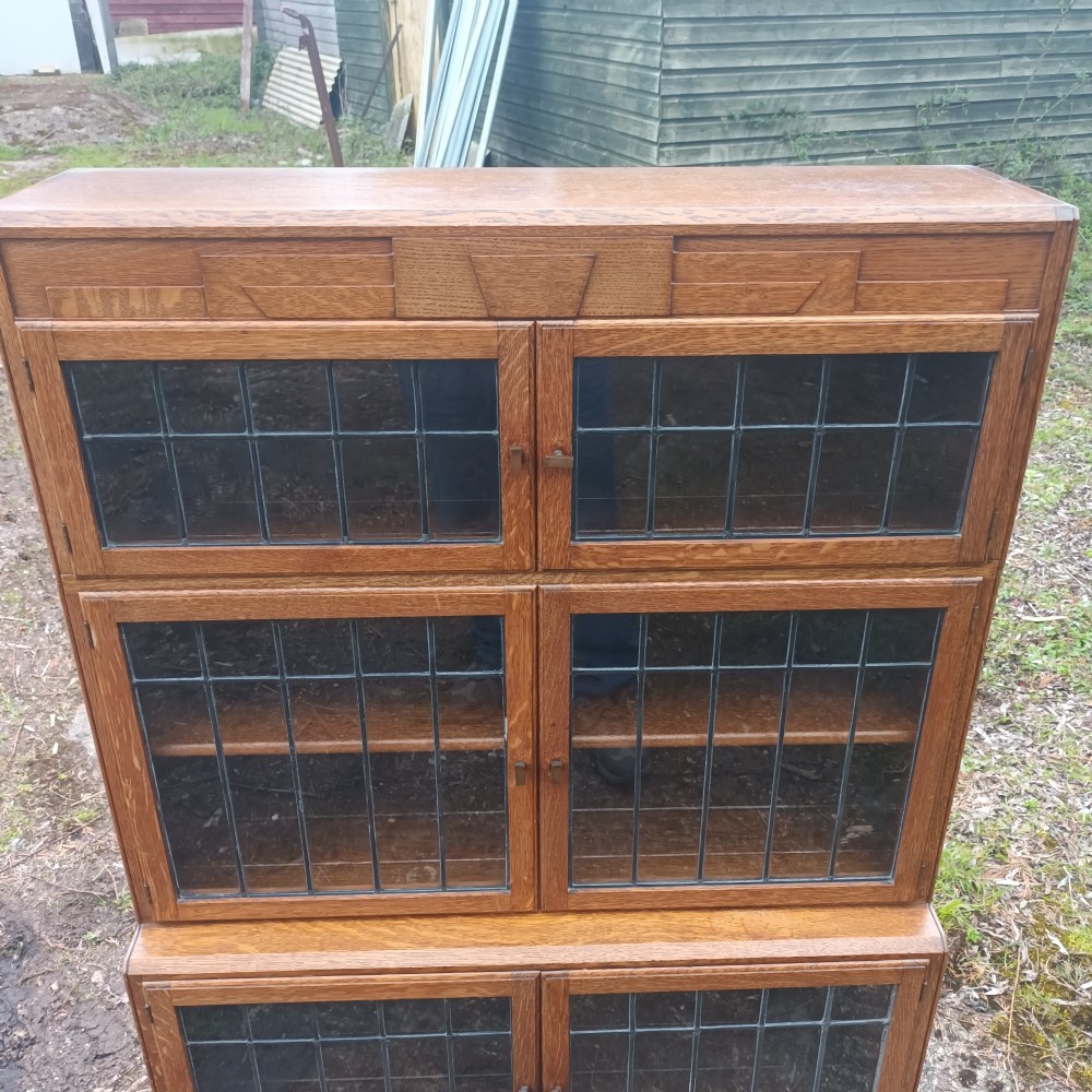Oak sectional bookcase in the manner of  Minty.  View VII