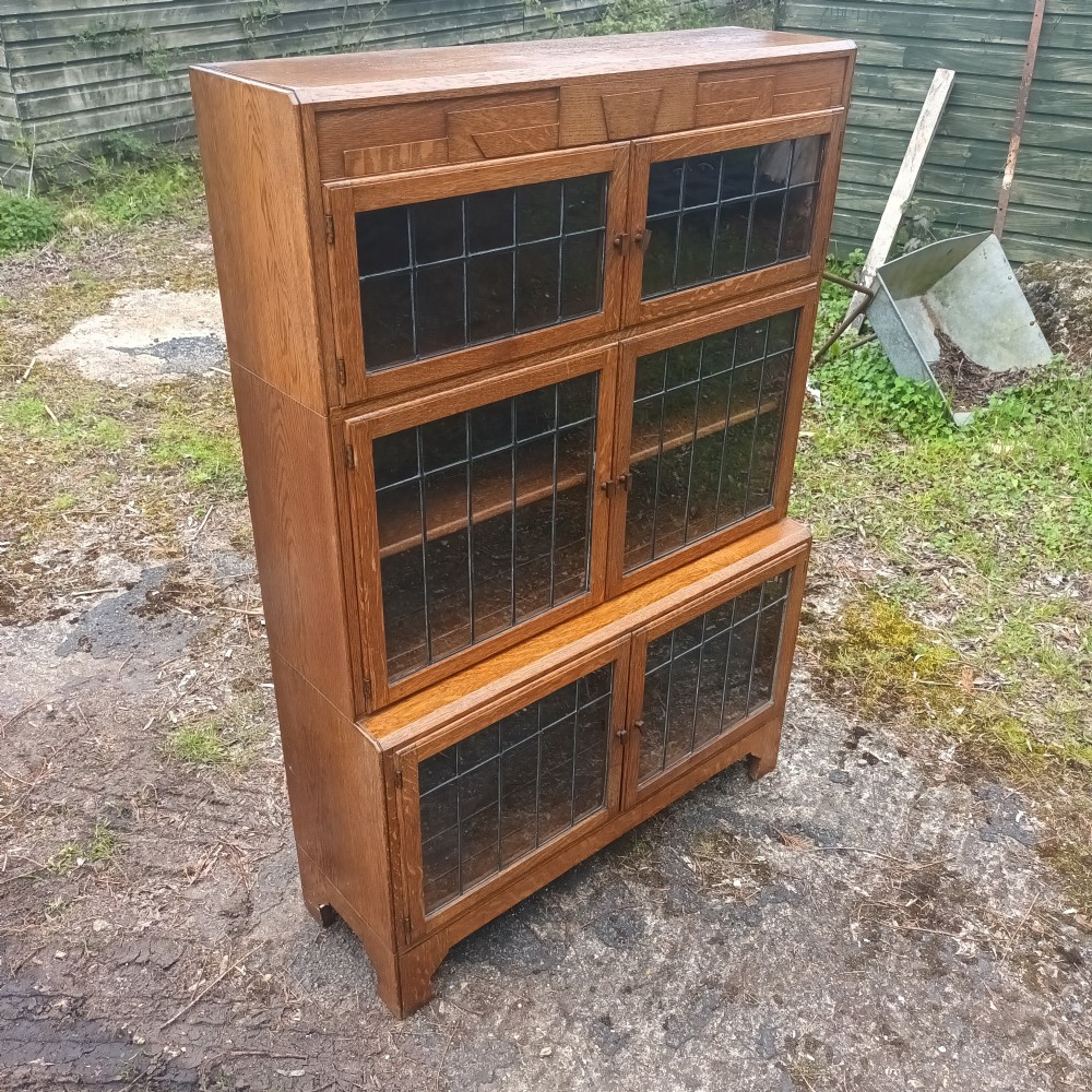 Oak sectional bookcase in the manner of  Minty.  View VI