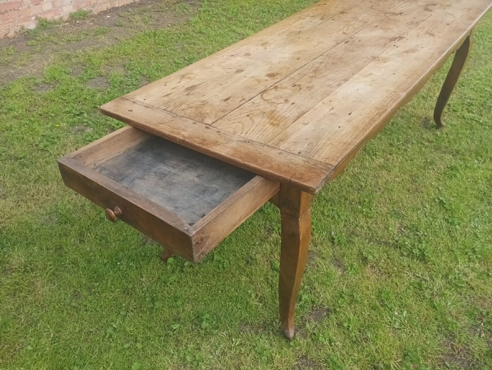19th century French oak farmhouse kitchen dining table.  View IV