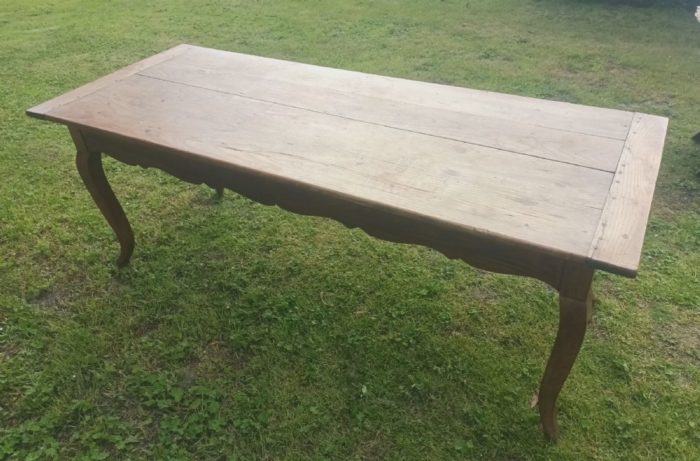 19th century French oak farmhouse kitchen dining table.  View V