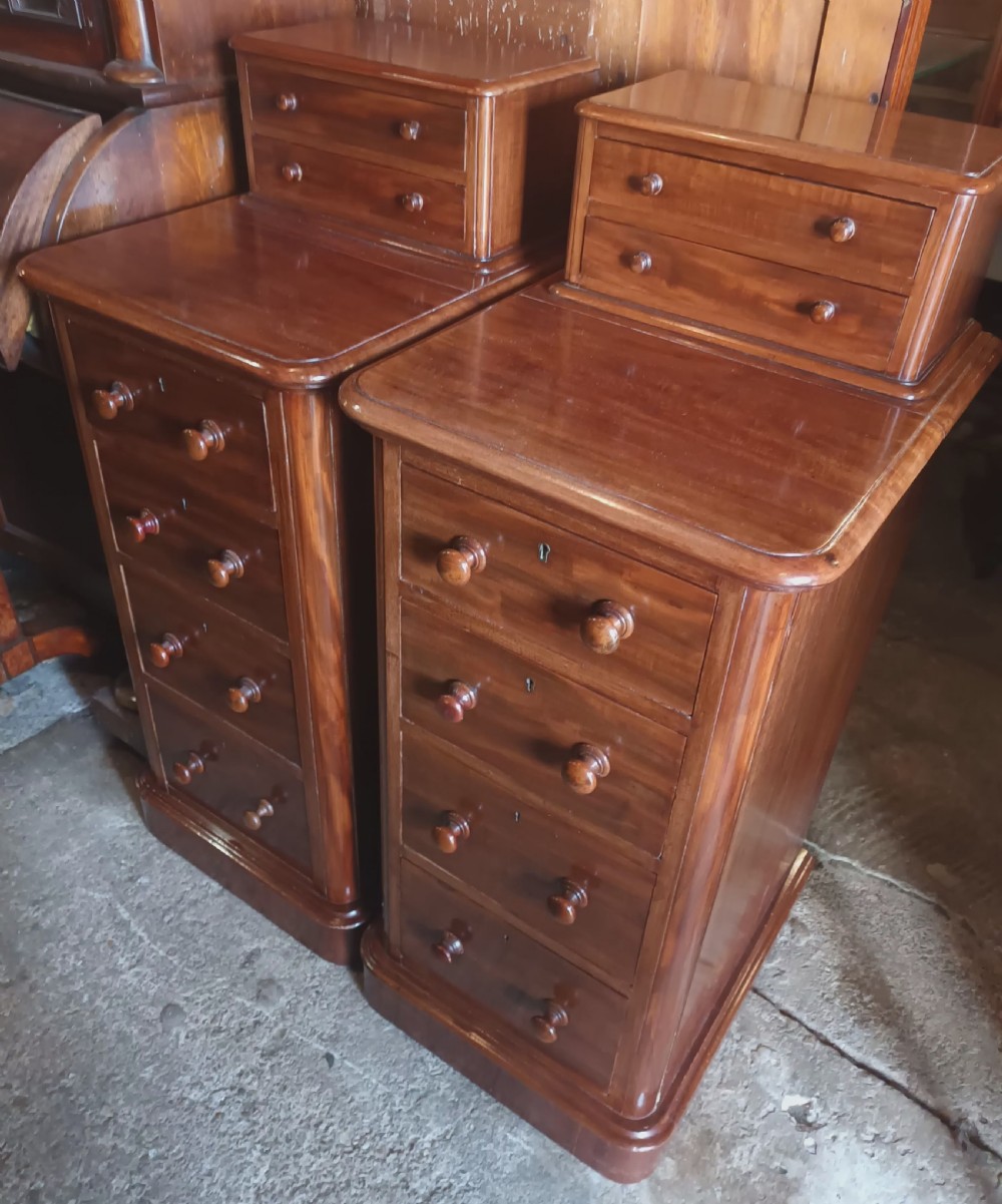 Pair of Victorian mahogany bedside chests.