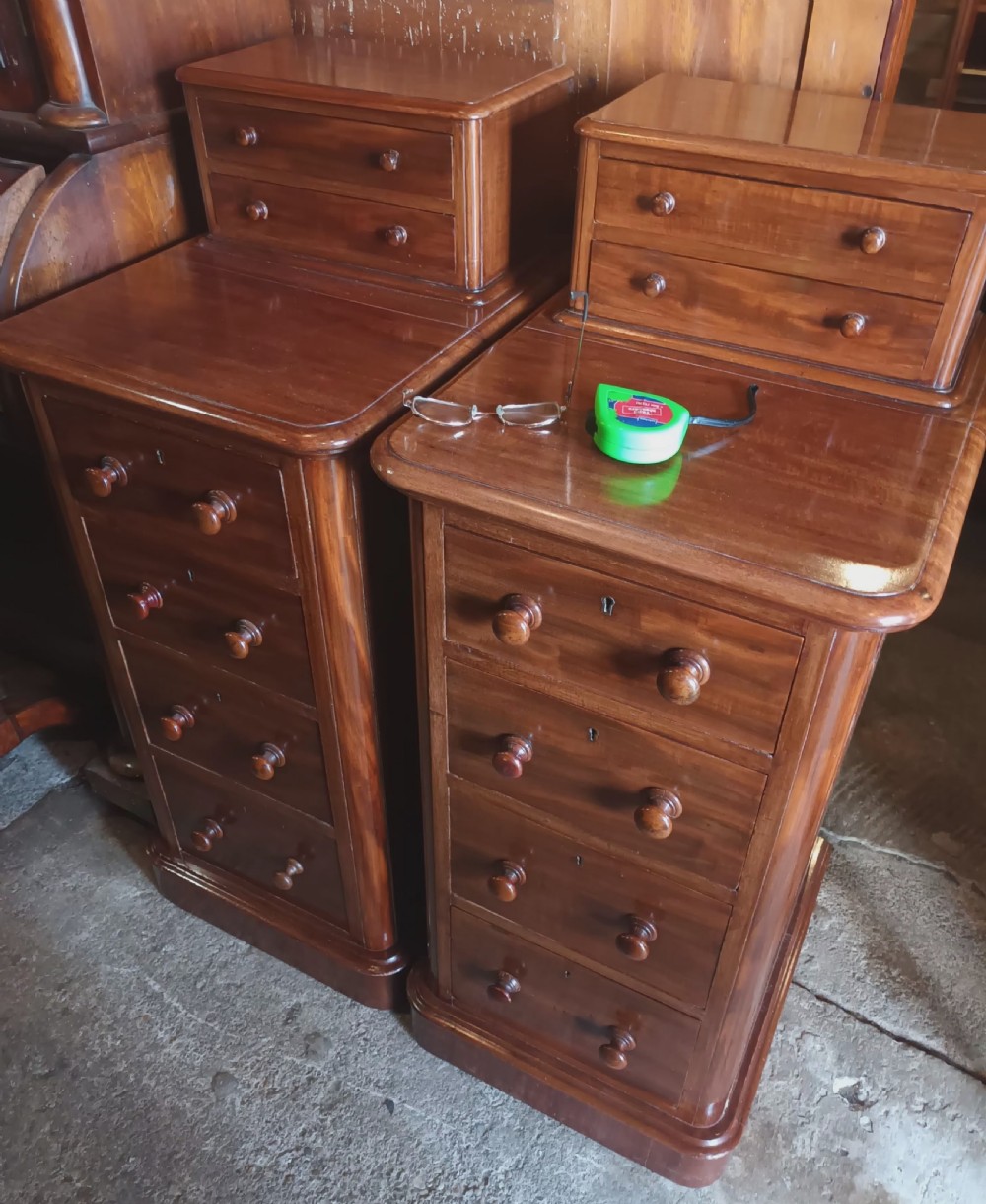 Pair of Victorian mahogany bedside chests. View II
