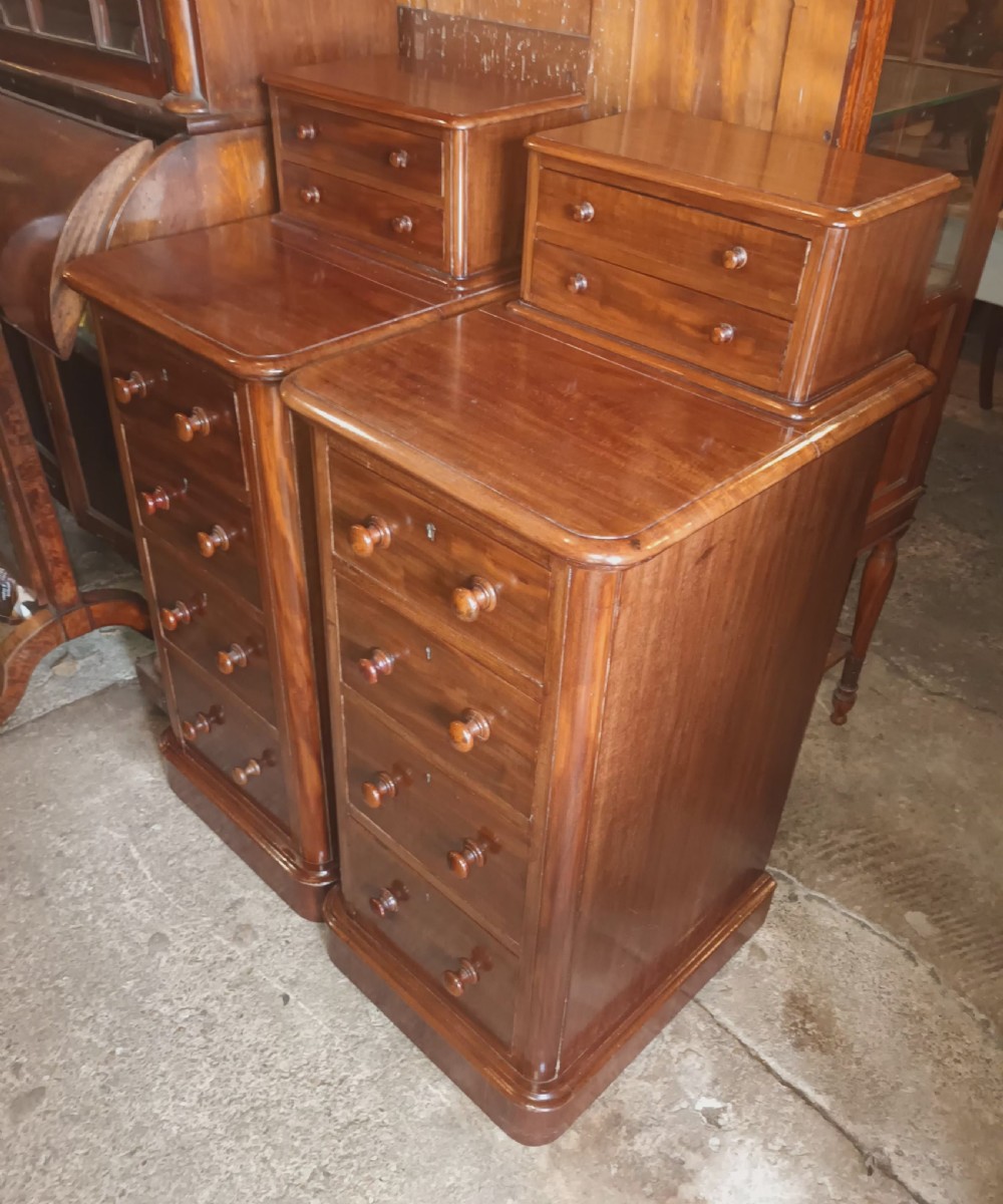 Pair of Victorian mahogany bedside chests. View III