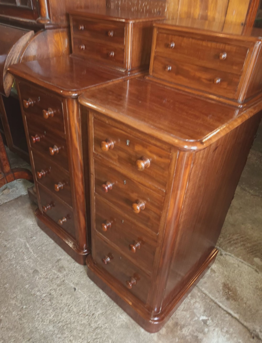 Pair of Victorian mahogany bedside chests. View V