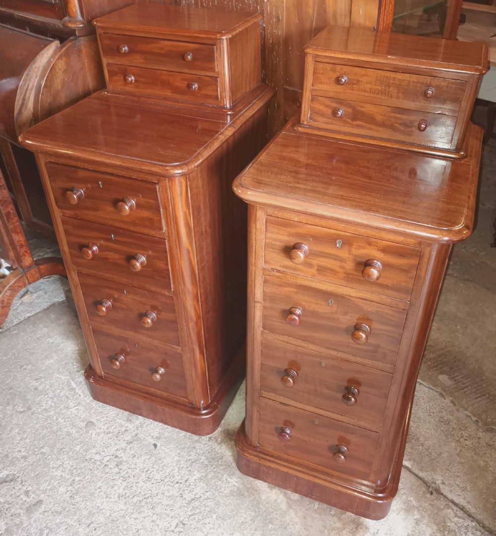 Pair of Victorian mahogany bedside chests. View VIII