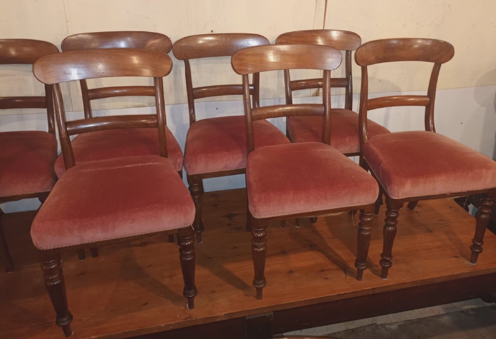Set of 8 mid 19th century mahogany dining chairs.  View V