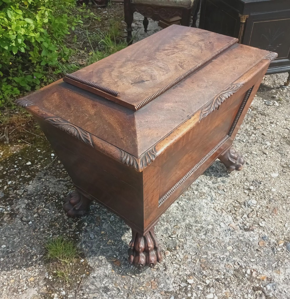 Regency mahogany Cellerette with good carved claw feet. View IV