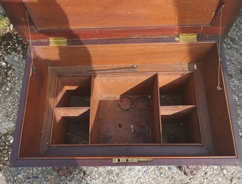Regency mahogany Cellerette with good carved claw feet. View VII